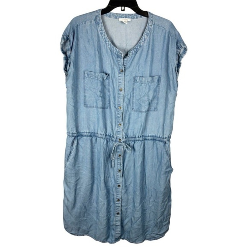Daily Ritual Chambray Dress Blue Womens 16 XL Lyocell Casual Work Vacation